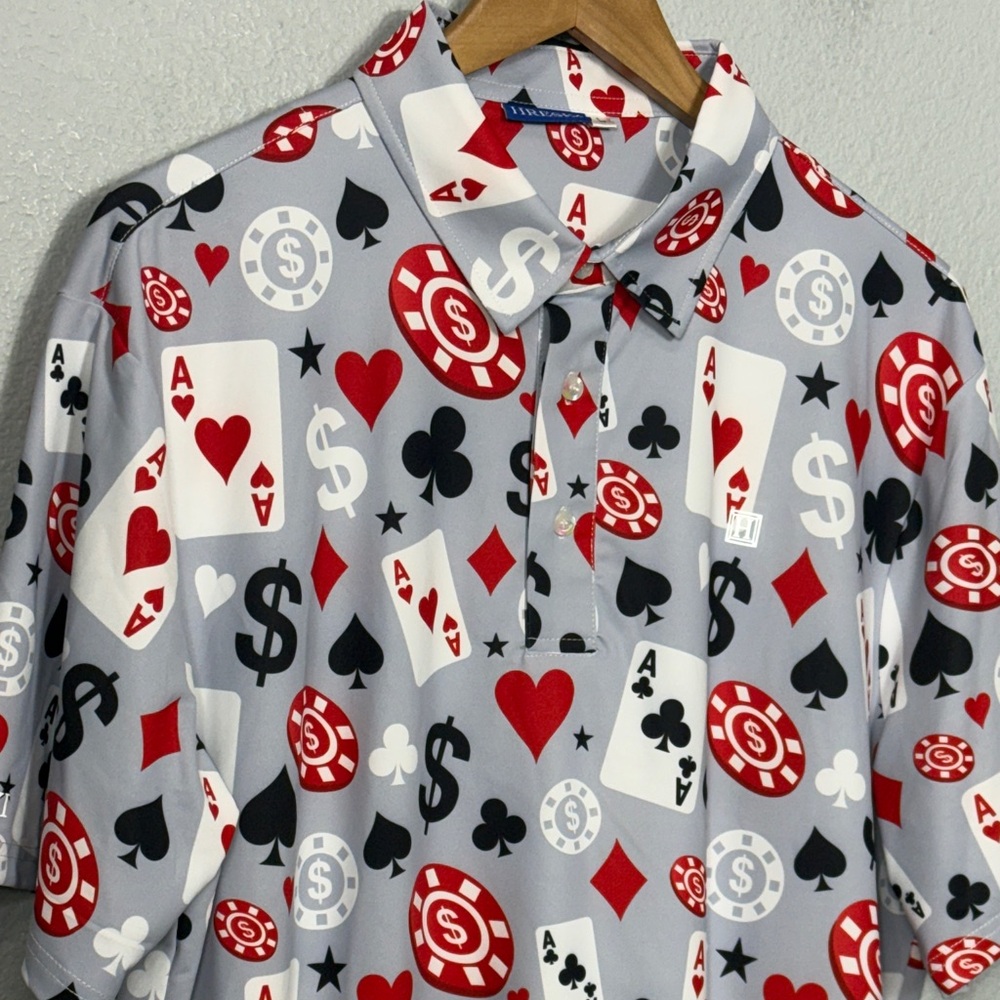 Hreski Men's Casino Print Golf‎ Polo